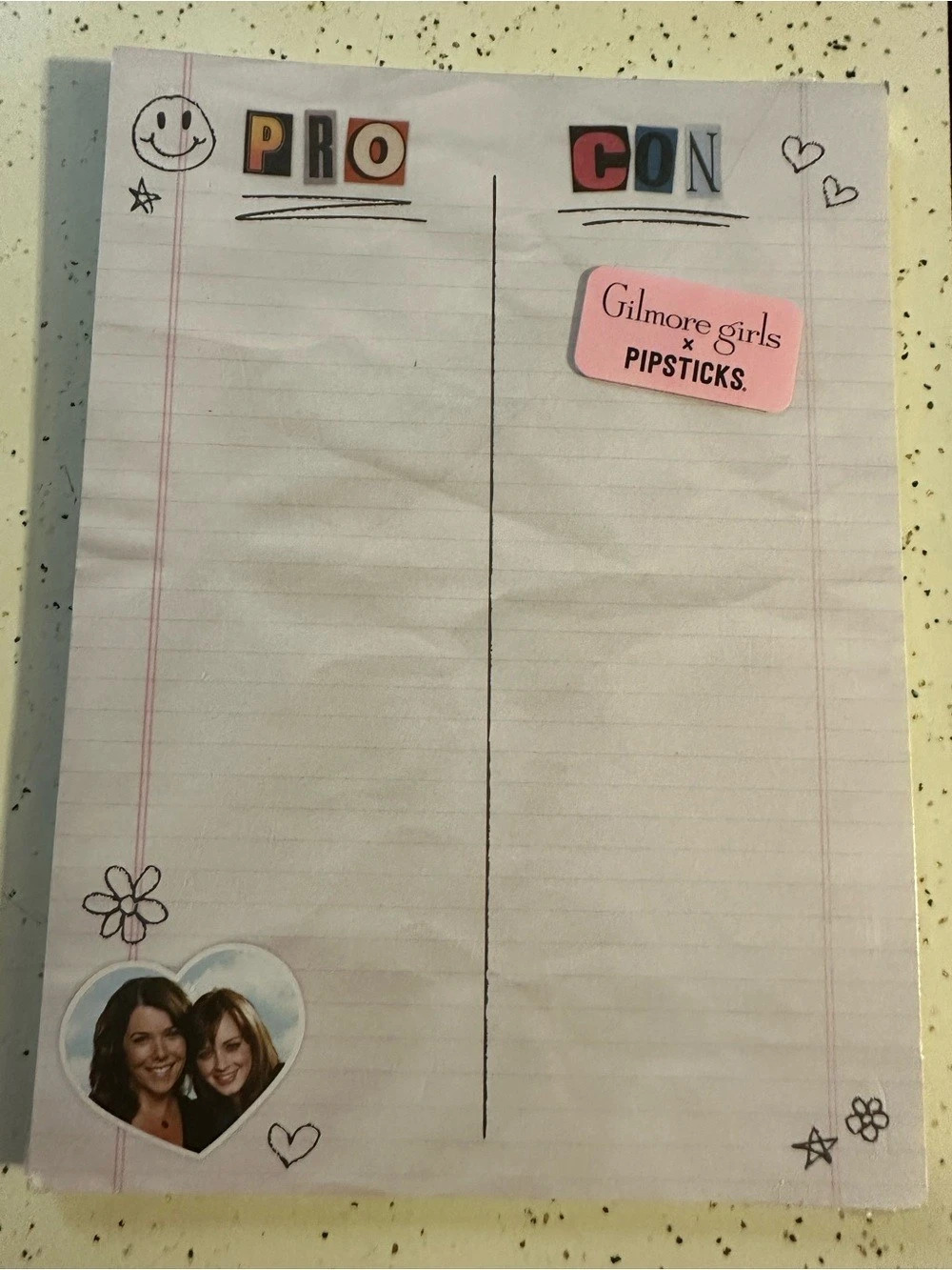 New Pipsticks Gilmore Girls x Pipsticks Rory's Pro & Con Notepad